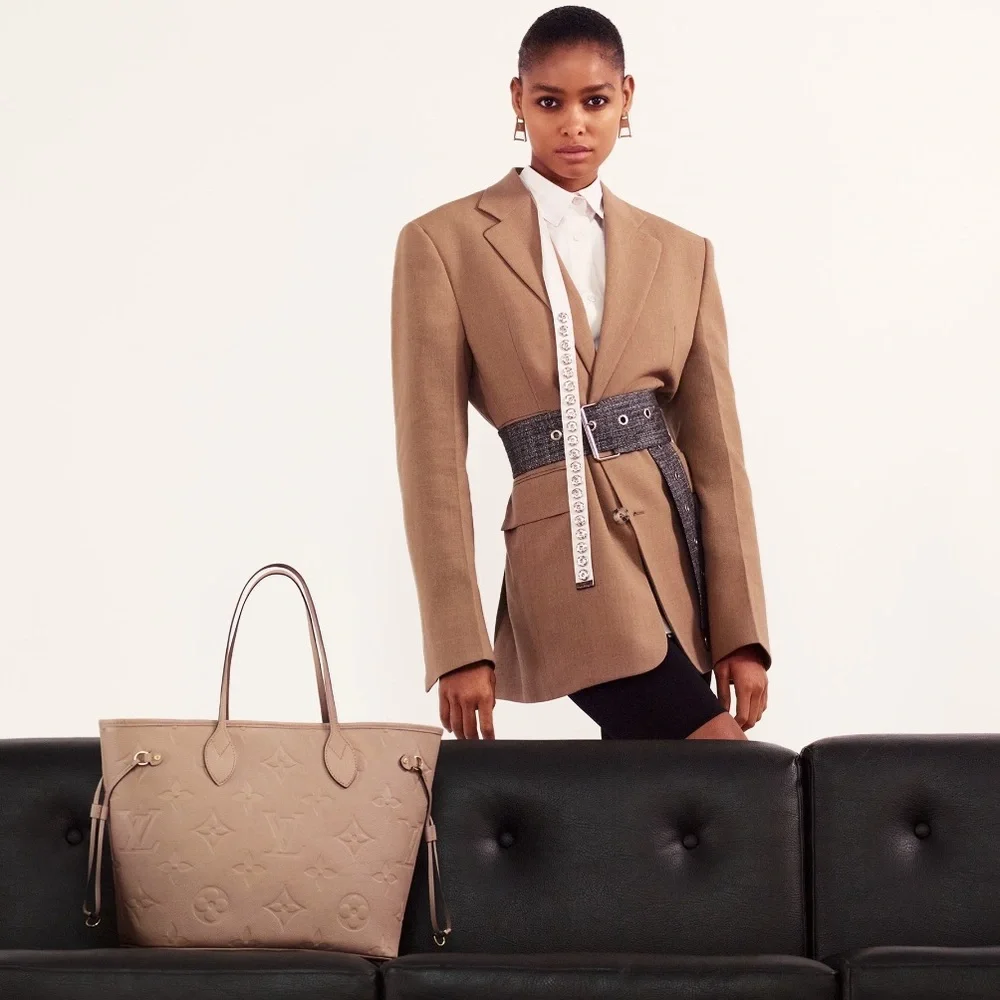 Louis Vuitton Neverfull MM Empreinte Leather Tote Shoulder Bag